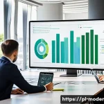 Home 19 지속 가능한 비즈니스 모델의 성장을 위한 전략 - **A vibrant, modern co-working space buzzing with activity.** The room is filled with diverse profes...